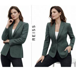 Reiss Forest Green Single-Button Tailored Blazer